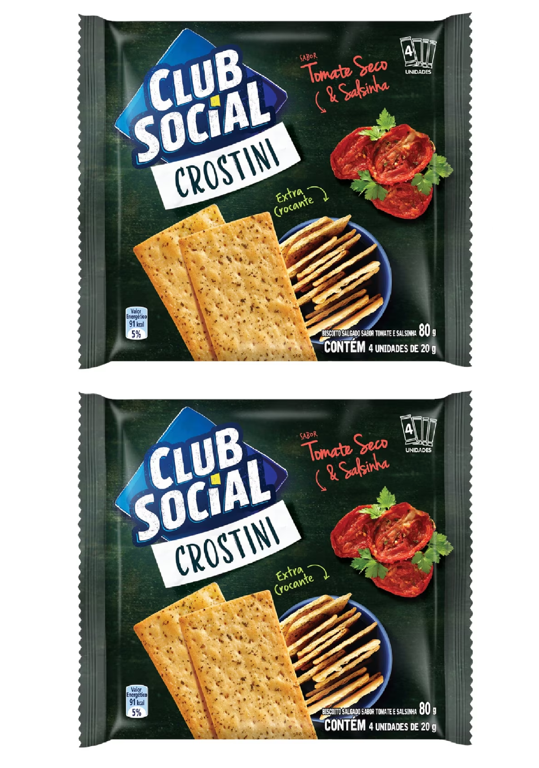 Biscoito Salgado Club Social Crostini tomate seco e salsinha 2x80g