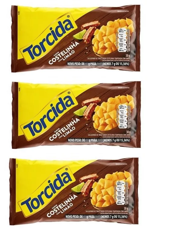 Salgadinho TORCIDA® costelinha com limão 3 X 70Gr.