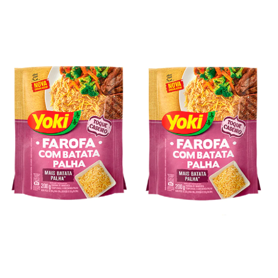 Yoki Farofa Mandioca Temperada Palha 2 x 200g