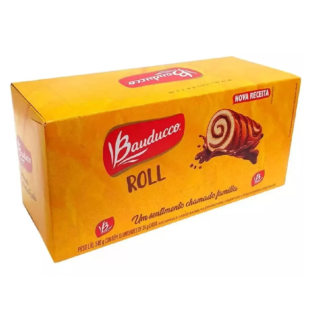 Bauducco Bolinho roll Chocolate Bauducco Caixa 15 x 34 Gr. 510g