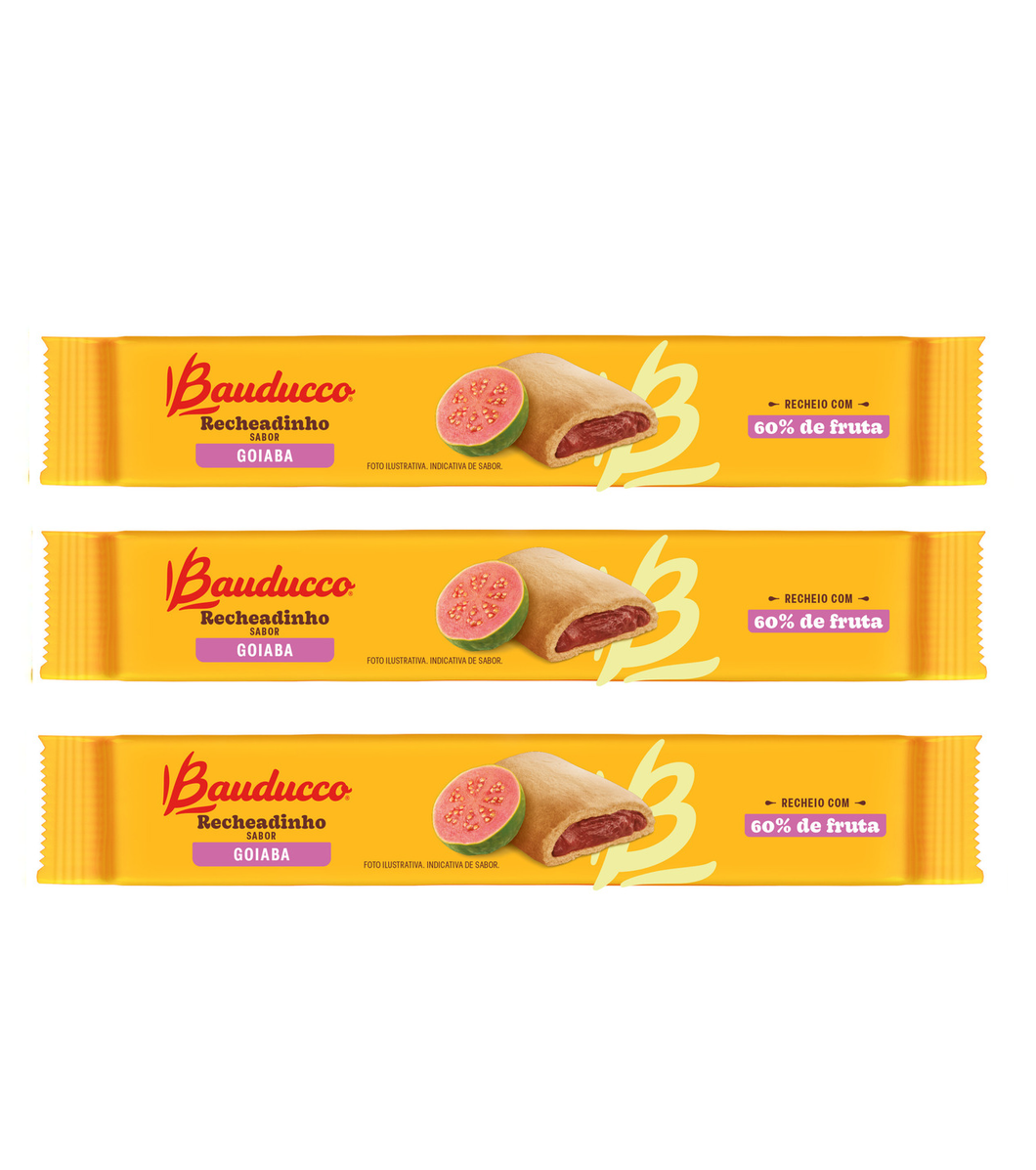 Biscoito Bauducco Recheadinho Goiaba 3x104g