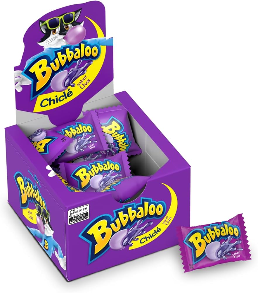 Chiclete Bubbaloo Sabor Uva Display Com 60 Unidades